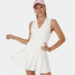 V Neck Sleeveless Pleated Golf Dress